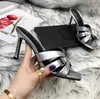 2023 Brand Women Slipper Sandaalschoenen Luxe designer schoenen Black Tribute Echt lederen sandalen Glijbaan Stiletto Heels Shoe Fashion Footwear