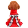 Abbigliamento per cani Pet Autunno e inverno Yorkshire Teddy Puppies Cute England Bow Gonna di lana rossa Giacca Piccoli accessori per vestiti