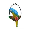 Decorazioni da giardino Simulazione della statua tropicale Birds pappagalli appollaiati sulla resina ad anello Ornamento sospeso per la serra della casa _WK