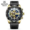 Polshorloges Megir Brand Heren Watch Luxe waterdicht lederen kwarts Fashion Wild Sports Chronograph Multifunction