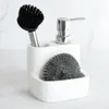 Liquid Soap Dispenser Kitchen with Sponge Holder Brush Dish Including sponge and brush 3 in 1 Hand 230411