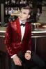 Costumes pour hommes Blazers Hommes brillant rouge paillettes Blazer Costume à fleurs veste un bouton châle revers smoking Blazers fête mariage Banquet bal Costume Homme 231110