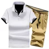 Men S Tracksuits Tracksuit Men Polo T -shirt Shorts Pakken Solid Slim Casual Running Suit Fashion Outfit Sets Twee -delige Set Zomerheren Kleding 230411