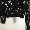 23ss Maglione donna abbigliamento firmato da donna Paillettes borchiato fiore di perline decorazione tridimensionale girocollo pullover a maniche lunghe abbigliamento donna a1