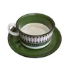 Koffiepotten Retro Groene Keramische Kopjes En Schoteltjes Set Grote Capaciteit Mok Bloem Creatieve Nordic Middagkopjes.