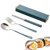 Dinnerware Sets 1 Set/3 Pcs Portable Stainless Steel Cutlery Set With Box For People To Travel Use Chopsticks Spoon And Fork Tableware