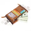 Wallets Genuine Leather Men Zipper Quality Real Cowhide For Man Short Black Wallet Top Thin Coin Bag