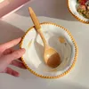 Schalen INS handbemalte niedliche orange Schale Vintage Spitze Unterglasur farbiger Strohhut kleines Frühstücks-Obst-Müsli-Geschirr