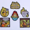Fabric and Sewing THIS IS FINE Patch Badge Funny Cartoon Creative Animal Dog Cat Coffee Cup Embroidered Patches on Clothes Stickers Custom Parches 230412