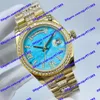 4 modèles Meilleure vente montre unisexe 128238 montre pour femme 36mm cadran couleur turquoise diamant romain 2813 automatique or bracelet en acier inoxydable montres en verre saphir