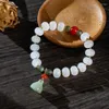 Strand Natural Green Jade Flower Waterdrop Pendant Multicolor Rutilated Quartz Crystal Beaded Bracelet Women Fine Jewelry
