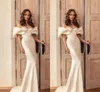 Красивые Дубайские арабские богемные пляжные свадебные платья русалки больших размеров для невесты с открытыми плечами и драпированными атласными шлейфами Свадебные платья в стиле бохо на заказ