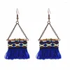 Brincos berros Bohemian Tassel para mulheres Pendientes étnicos Boho Jóias Jóias Algodão Fringe Fringe Longo Earings pendurados Brincos