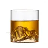 Verres à vin Style japonais tasse à whisky 3D peu profonde montagne mode verre Guanshan Fuji illustration cadeau boîte whisky