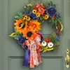 Dekorativer Blumen-Frühlings-künstlicher Sonnenblumen-Kranz für Haustür-blaues Sommer-Blumen-Willkommens-Schild-Wand-Ausgangsdekoration