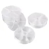 Jewelry Pouches 4Pcs White Round Plastic Bead Containers 6 Compartment Flip Top Storage Box Packaging Organizer