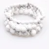 STRAND 6MM 8MM 10 MM Natuurlijke stenen kralen Glazuur Wit Huile Howlite Bracelet For Men Women Sieraden Gift