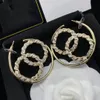 Luxury Brand Designers Double Letters Stud Dangle Hoop Geometric Women Geometric Metal Crystal Rhinestone Pearl Earring Wedding Party Jewerlry 32