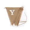 Party Decoration Candy Bar Heart Print Banner Hessian Pennant Triangle Burlap Flags For