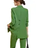 Pantaloni a due pezzi da donna caffè verde nero pantalone da donna abito da ufficio formale da donna 2 set giacca da lavoro da lavoro femminile giacca dritta e blazer