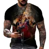 メンズTシャツファッションミュージックシャツ男性3Dプリントギターパターンメンズヒップホップ半袖特大トップスティー