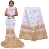 Ткань и швейная африканская кружева 5 ярдов вышивая нигерийская высококачественная белая французская сеть для свадебного платья 230412