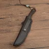 Specialerbjudande G2379 Survival Straight Knife 7Cr13Mov Drop Point Satin Finish Blad Full Tang Ebony Handle Outdoor Camping Hunting Fixed Blade Knives