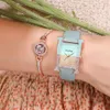 Deluxe Oranje H Letter Half Beimu Fashion Dames Valentijnsdag Cadeau voor Beste Vrienden Armband Horloge Full Sky Star