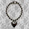 Colares pendentes de colar de cadeia de contas punk punk para mulheres, formato de coração de corda hip-hop gargantilha de jóias 634D