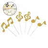 Música de suprimentos festivos de bolo Topper Musical Birthday Cupcake Pick Decorações Decoração de Party Toppers Picks Note Notes Notes