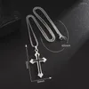 Pendant Necklaces Delicate Vintage Christian Double Black Cross Men Women Stainless Steel Necklace Church Blessing Gift