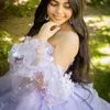 Sexy Sweetheart Quinceanera Dresses Ball Gown Off The Shoulder Long Sleeve Floral Appliques Lace Handmade Flowers Sweet 15 Party Wear