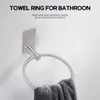 Liquid Soap Dispenser Towel Ring/Hand Holder - Self Adhesive Round Rack Hand Bar For Bathroom Stainless Steel Silver