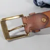 Belts Vintage Luxury Handmade Leather Copper Buckle Man's Belt Cowhide Retro All-match Casual Jeans Soft