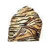 Berets Zebra Imprimir Mulheres Slouch Beanies Outono Inverno Dupla Utilização Chapéus Cachecol Senhoras Moda Feminina Skullies