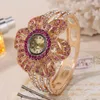 Armbandsur 2023 Luxury Floral mousserande tät inlay Dial Women's Quartz Watch Girl Ground Fashion Gift