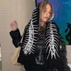 Eşarplar Taruxy Kış Neckerchief Kadın y2k baskı moda goth püskül uzun şal femme sonbahar sıcak kadın battaniye sarar kadın