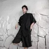 Męskie dresy syuhgfa metalowy guziki męski solidne zestawy kolorów Mężczyzn stand obroża swobodna kurtka z krótkim rękawem Koreańskie szorty mody 2023 Spring