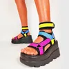 2024 platform dames gladiator zomer sandalen melange schoenen wig hakken open teen buckle riem 71