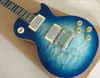 Custom Shop, Big blue flower Lp standard electric guitar, one piece of body neck, Tune-o-Matic bridge, Rosewood Binding, free shippi
