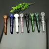 Pipa da fumo Mini bong in vetro narghilè Forma in metallo colorato Piatto per fumo dritto in vetro con ugello di aspirazione a bocca piatta di colore misto