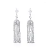 Stud Earrings High Grade Tassel Zircon Half Crown Copper Micro Inlaid Wedding Banquet Women Jewelry