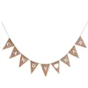 Party Decoration Candy Bar Heart Print Banner Hessian Pennant Triangle Burlap Flags For