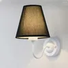Wall Lamp 110V 220V With LED E27 Bulb Fabric Lampshade Sconces For El Bedroom Bedside Living Room Stairs Home Decoration