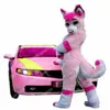 Super Cute Pink Husky Dog Mascot Costumes Halloween Cartoon Character Outfit Suit Xmas Outdoor Party Outfit Unisex Promotional Advertising Clothings