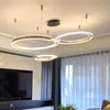 Lâmpadas pendentes Candelador de teto lustres de sala de estar anel de lustres para jantar quarto nórdico decoração de casa lumin led led lumin