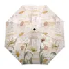 Umbrellas Rustic Vintage Tulips Flowers Automatic Umbrella Travel Folding Portable Windproof Parasol