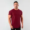 Sommer Plain Tops T-Shirts Fitness Herren T-shirt Kurzarm Muskel Jogger Bodybuilding T-Shirt Männliche Turnhalle Kleidung Slim Fit 210813