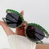 Luxury Designer Sunglasses Fashion Bling Bling Cat Eye Sun glasses Women Rhinestone Trim Eyeglasses Female UV400 Protection