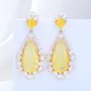 Boucles d'oreilles pendantes tendance été plage scintillante grande Agate boucle d'oreille haute qualité CZ pour femmes fille mode quotidienne bijoux romantiques